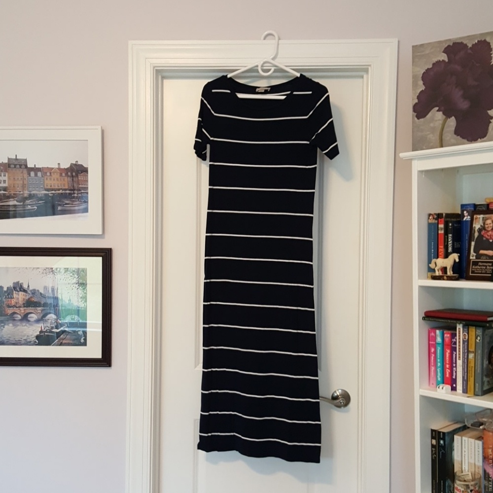 Navy Blue Striped Maxi Dress